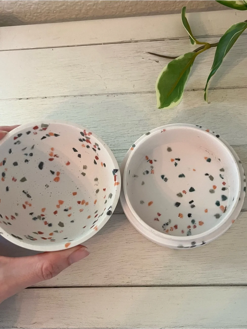 Capra Designs Terrazzo Dome Keepsake Jewelry Box Trinket Confetti White
